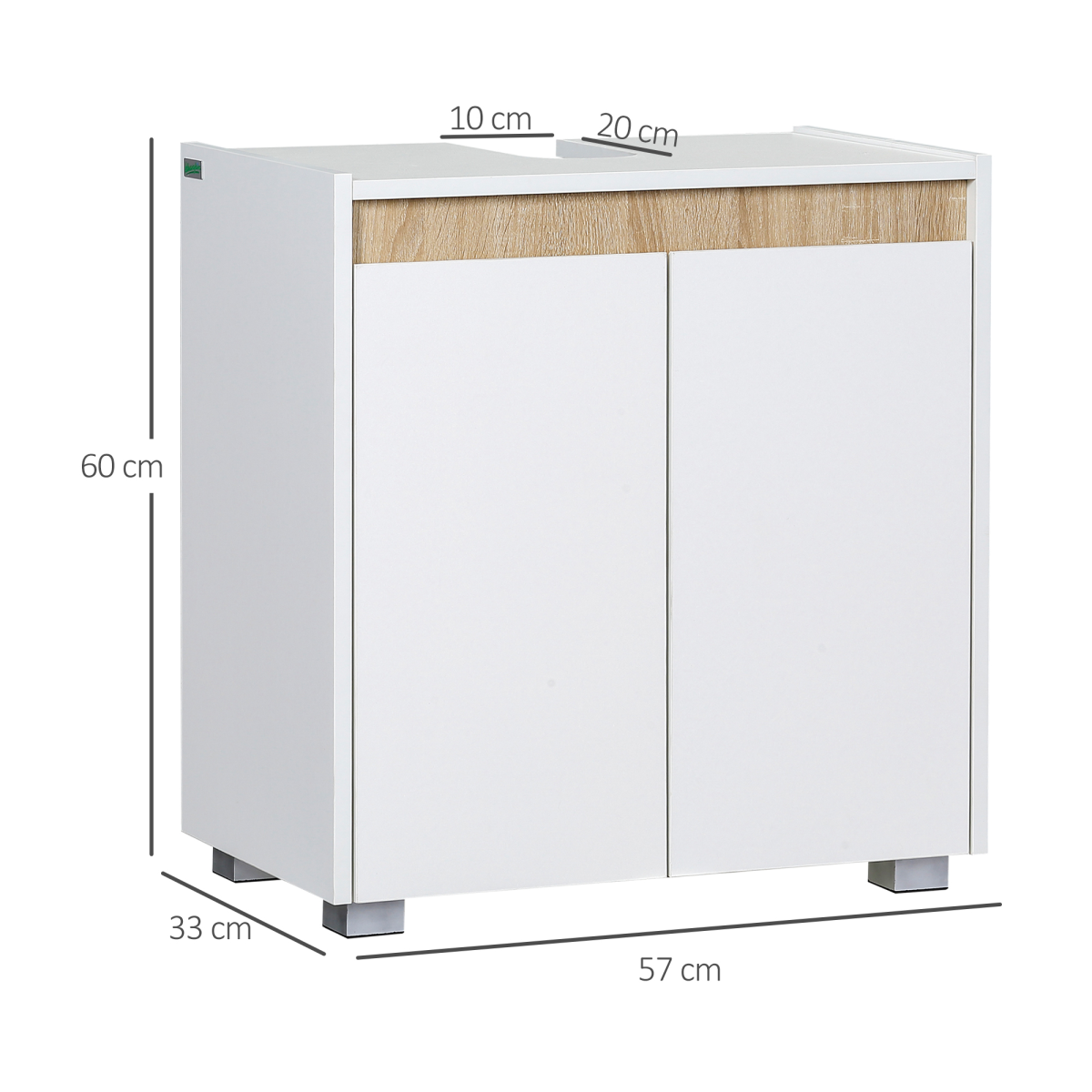 Bathroom Sink Cabinet, Floor Standing Under Sink Cabinet Double Doors White