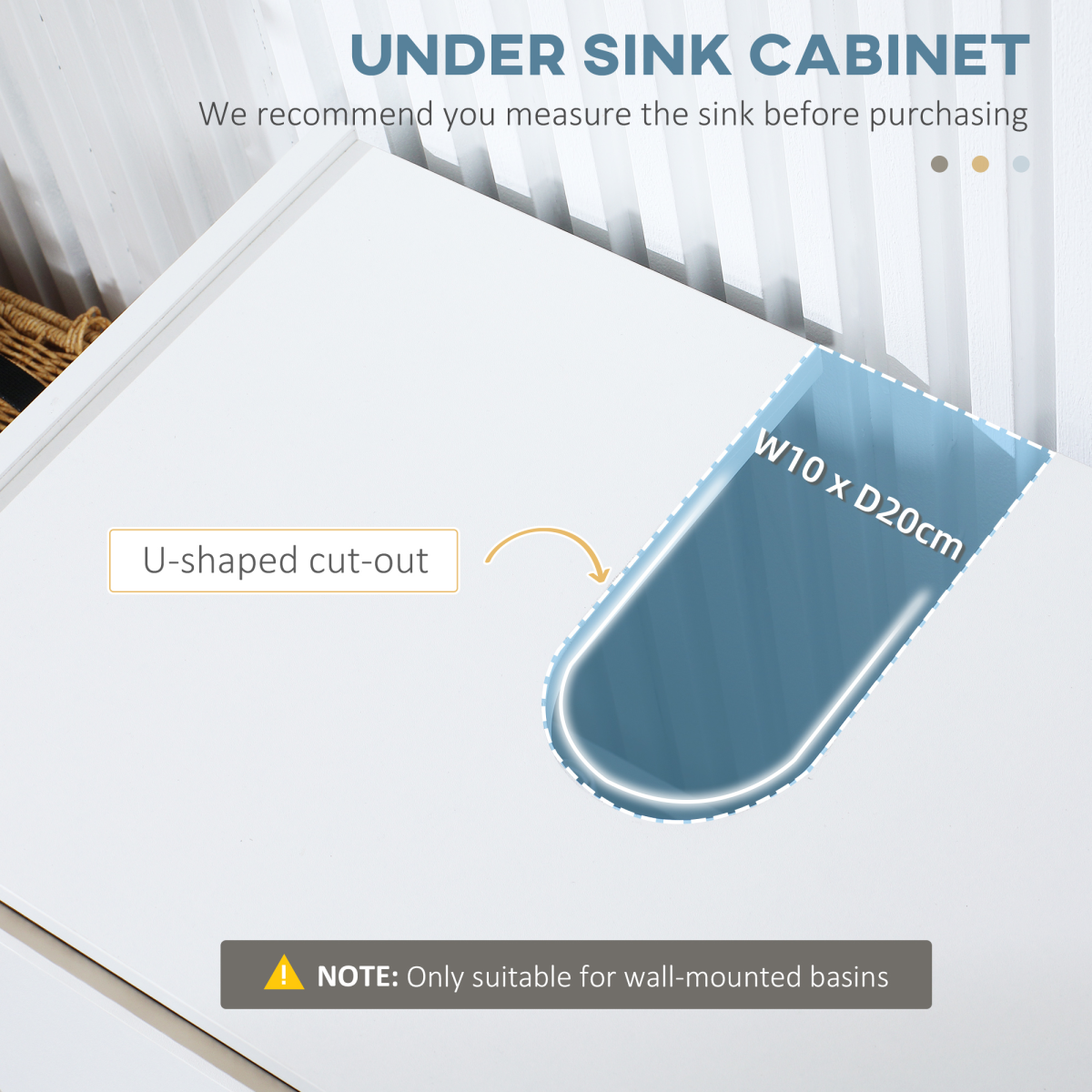 Bathroom Sink Cabinet, Floor Standing Under Sink Cabinet Double Doors White