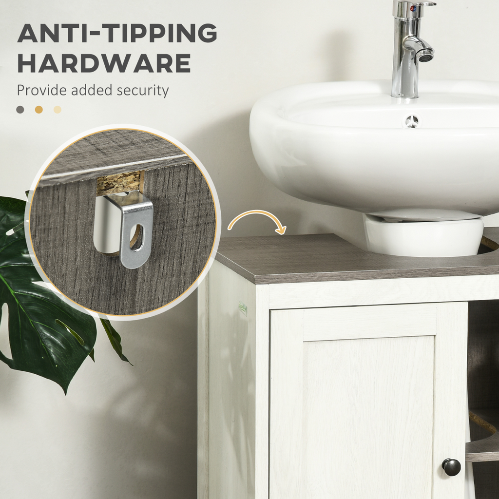 Freestanding Bathroom Under Sink Cabinet w/ Doors Adjustable Shelf, White