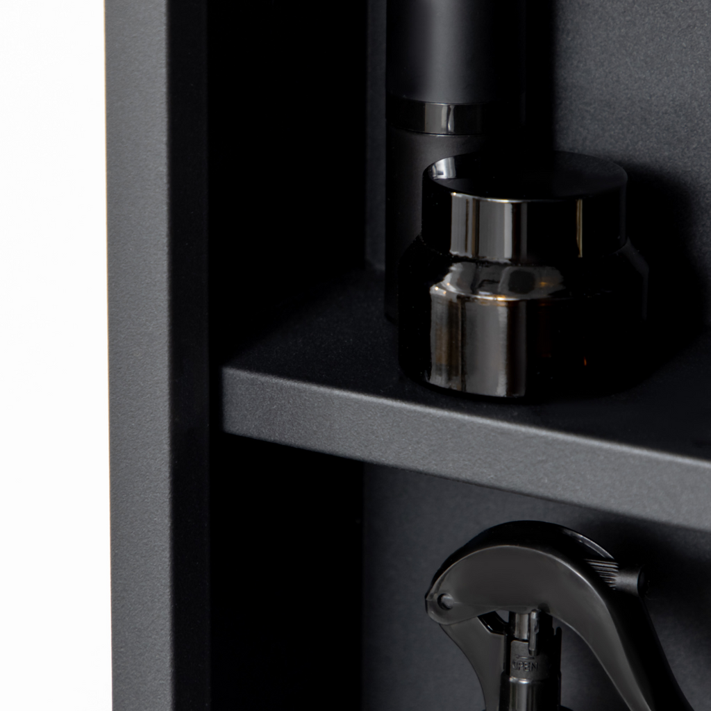 Wall Mounted Bathroom Cabinet With Mirror Three-Tier Shelves Black 60H