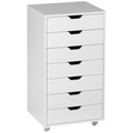 Vinsetto Mobile Filing Cabinet, 7-drawer File Cabinet with Wheels, White